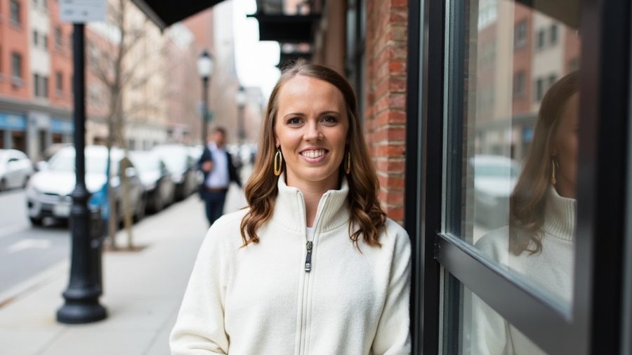 Becca Kroese smiling on a city street
